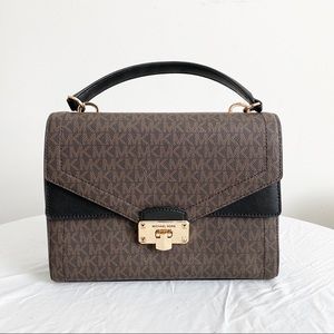 michael Kors brown black kinsley crossbody bag